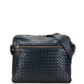 ボッテガヴェネタ イントレチャート 斜め掛け ショルダーバッグ ネイビー レザー レディース BOTTEGAVENETA 【中古】